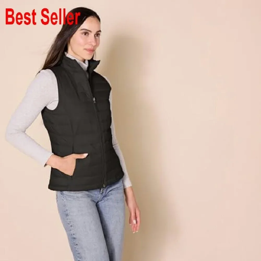 Lightweight Packable Puffer Vest Water-Resistant Quilted Classic Fit Chic